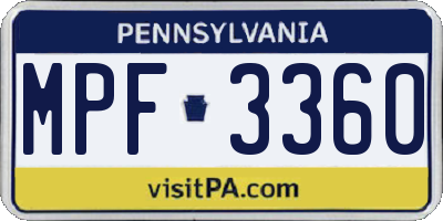 PA license plate MPF3360