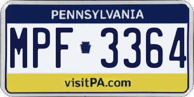 PA license plate MPF3364