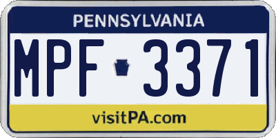 PA license plate MPF3371