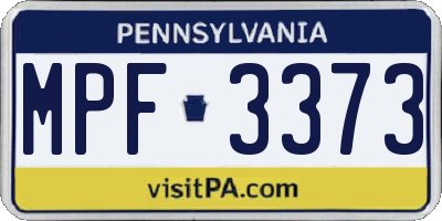 PA license plate MPF3373