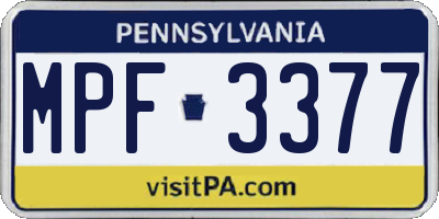 PA license plate MPF3377