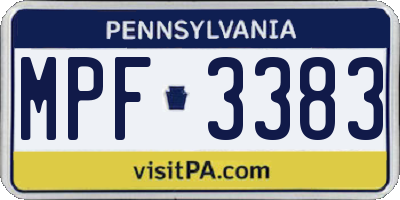 PA license plate MPF3383