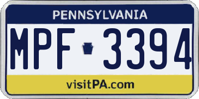 PA license plate MPF3394