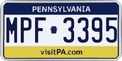 PA license plate MPF3395