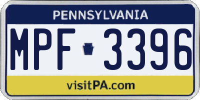 PA license plate MPF3396