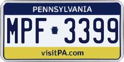 PA license plate MPF3399