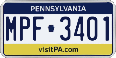 PA license plate MPF3401