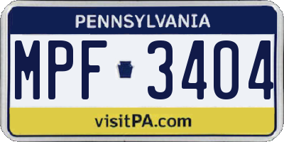 PA license plate MPF3404