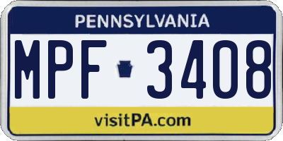 PA license plate MPF3408