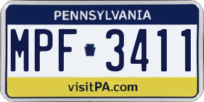 PA license plate MPF3411