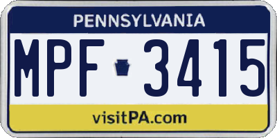 PA license plate MPF3415