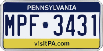 PA license plate MPF3431