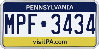 PA license plate MPF3434