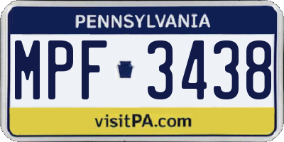PA license plate MPF3438