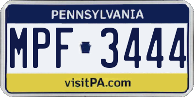 PA license plate MPF3444