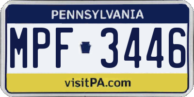PA license plate MPF3446