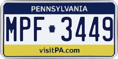 PA license plate MPF3449
