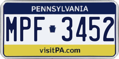 PA license plate MPF3452