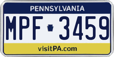 PA license plate MPF3459