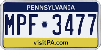 PA license plate MPF3477