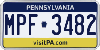 PA license plate MPF3482