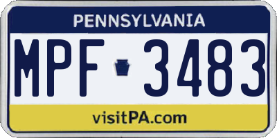 PA license plate MPF3483