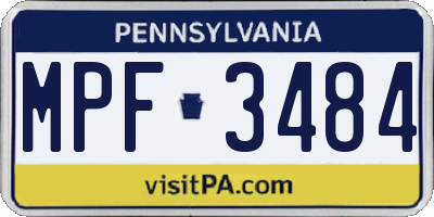 PA license plate MPF3484