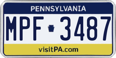 PA license plate MPF3487
