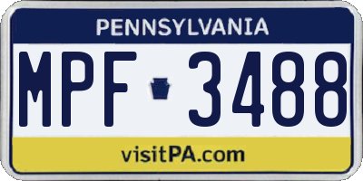 PA license plate MPF3488