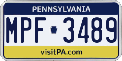 PA license plate MPF3489