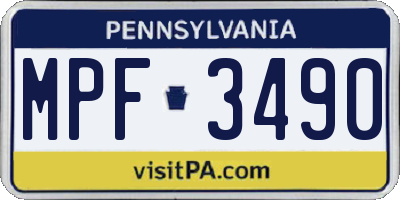 PA license plate MPF3490
