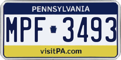 PA license plate MPF3493