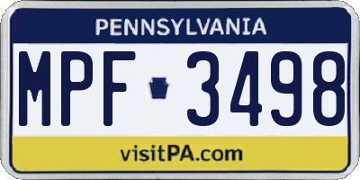 PA license plate MPF3498