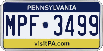 PA license plate MPF3499