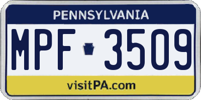 PA license plate MPF3509