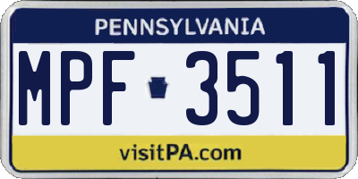 PA license plate MPF3511