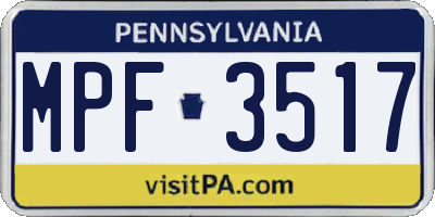 PA license plate MPF3517