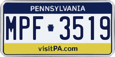 PA license plate MPF3519