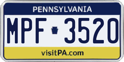 PA license plate MPF3520