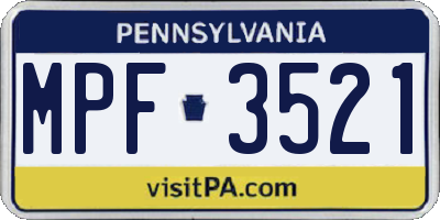 PA license plate MPF3521