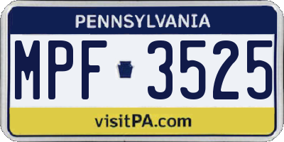 PA license plate MPF3525