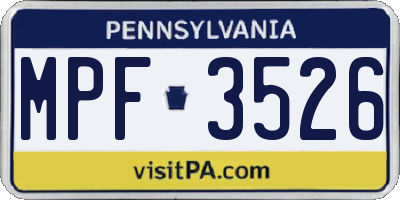 PA license plate MPF3526