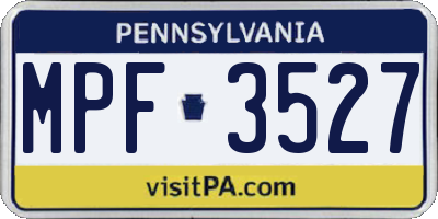 PA license plate MPF3527
