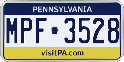 PA license plate MPF3528