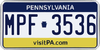 PA license plate MPF3536