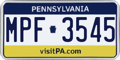 PA license plate MPF3545