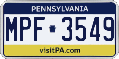 PA license plate MPF3549