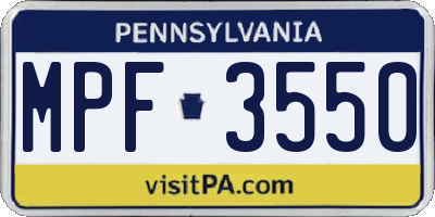PA license plate MPF3550