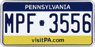 PA license plate MPF3556