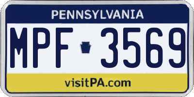 PA license plate MPF3569